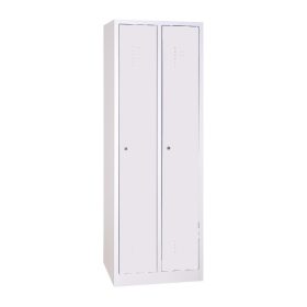 Keskenyajtós acél öltözőszekrény, 2 rekeszes, 1800mmx500mmx500mm, Szürke/szürke színben