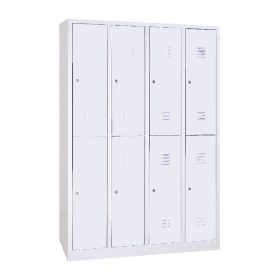Rövidajtós acél öltözőszekrény, 8 rekeszes, 1950mmx1170mmx500mm, Szürke/szürke színben