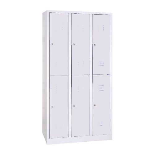 Rövidajtós acél öltözőszekrény, 6 rekeszes, 1800mmx1200mmx500mm, Szürke/szürke színben