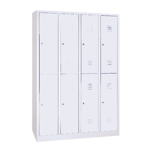 Rövidajtós acél öltözőszekrény, 8 rekeszes, 1800mmx1170mmx500mm, Szürke/szürke színben