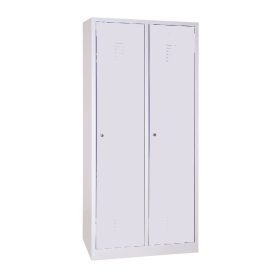 Szélesajtós acél öltözőszekrény, 2 rekeszes, válaszfallal, 1800mmx800mmx500mm, Szürke/szürke színbe