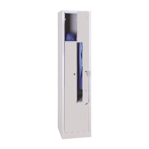 Z-ajtós acél öltözőszekrény, 2 rekeszes, 1800mmx400mmx500mm, Szürke/szürke színben