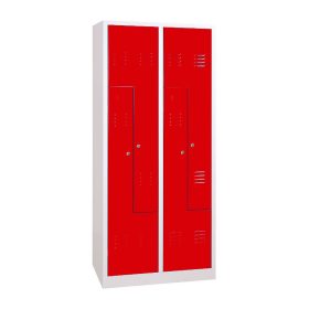 Z-ajtós acél öltözőszekrény, 4 rekeszes, 1800mmx600mmx500mm, Szürke/piros színben