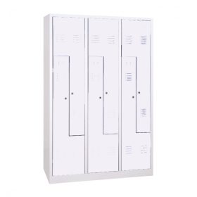 Z-ajtós acél öltözőszekrény, 6 rekeszes, 1800mmx1200mmx500mm, Szürke/szürke színben