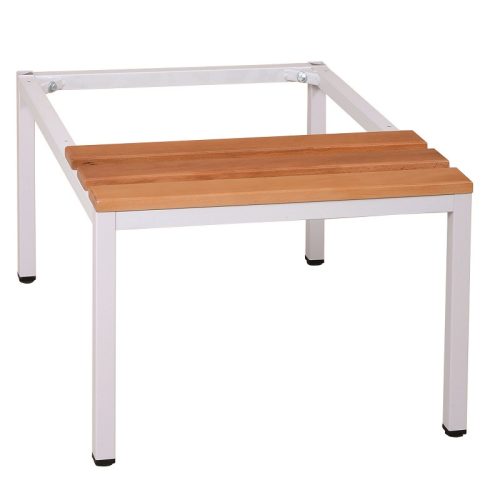 Alászerelt öltözőpad fém öltözőszekrényhez, Szürke/bükk, 400mmx600mmx800mm, Szürke/bükk színben