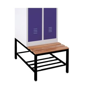 Alászerelt öltözőpad fém öltözőszekrényhez, cipőtartó ráccsal, Fekete/bükk, 400mmx900mmx800mm, Feke