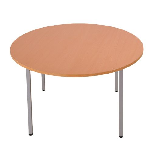 Kör alakú asztal, négyzet keresztmetszetű fém lábakkal, 750mmx1000mmx mm, Szürke/bükk színben