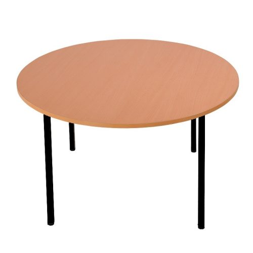 Kör alakú asztal, kör keresztmetszetű fém lábakkal, mmxmmx mm, Fekete/bükk színben