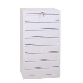 Dokumentum tároló fém szekrény, 8 fiókos, A3 mérethez, 980mmx530mmx430mm, Szürke/szürke színben