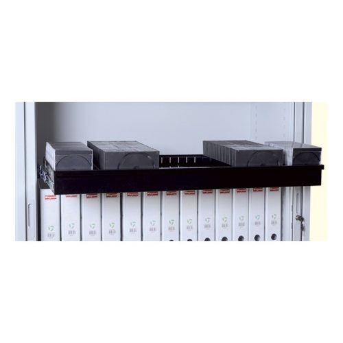 Kihúzható fiók redőnyös fém irattátoló szekrényhez, 2 osztással, 1000mmx460mm, Fekete