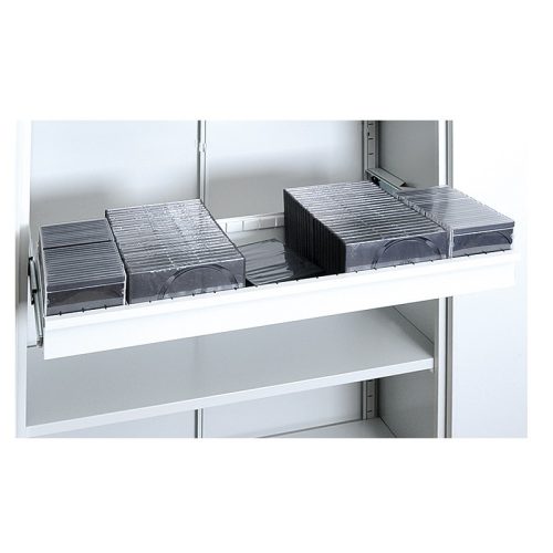 Kihúzható fiók redőnyös fém irattátoló szekrényhez, 3 osztással, 1200mmx460mm, Szürke