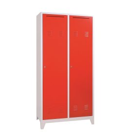 Tűzoltó fém szekrény, lábbal, 2 ajtós, hengerzárral vagy lakatpánttal, 2005mmx970mmx550mm, Szürke/p