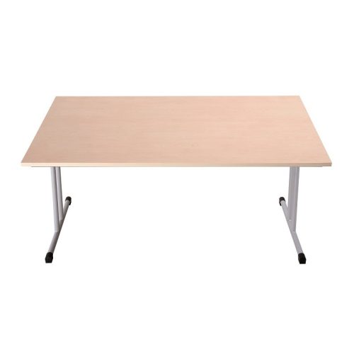 Összecsukható asztal, kör kersztmetszetű T-lábakkal, 750mmx1200mmx700mm, Króm/bükk színben