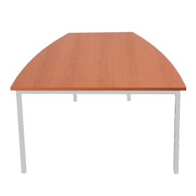 Félcsónak alakú fémvázas asztal, kör keresztmetszetű fém lábakkal, 750mmx1200mmx1200mm, Szürke/szür