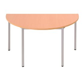 Félkör alakú asztal, kör keresztmetszetű fém lábakkal, 750mmx1200mmx600mm, Szürke/szürke színben