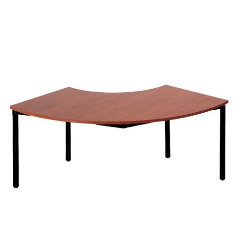 Félhold alakú fémvázas asztal, kör keresztmetszetű fém lábakkal, 750mmx1200mmx1200mm, Fekete/bükk s