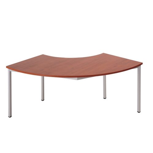 Félhold alakú fémvázas asztal, kör keresztmetszetű fém lábakkal, 750mmx1200mmx1200mm, Szürke/szürke