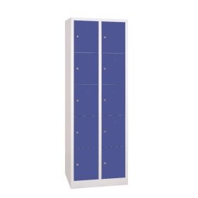 Értékmegőrző fém szekrény, 10 rekeszes (2×5) , zárt aljjal, hengerzárral vagy lakatpánttal, 1800mmx