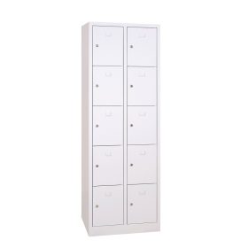 Értékmegőrző fém szekrény, 10 rekeszes (2×5) , zárt aljjal, hengerzárral vagy lakatpánttal, 1800mmx