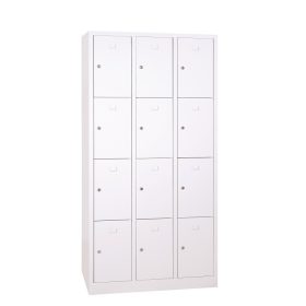 Értékmegőrző fém szekrény, 12 rekeszes (3×4), zárt aljjal, hengerzárral vagy lakatpánttal, 1800mmx9