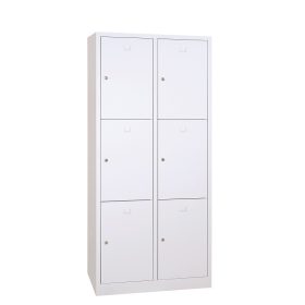Értékmegőrző fém szekrény, 6 rekeszes (2×3), zárt aljjal, hengerzárral vagy lakatpánttal, 1800mmx80