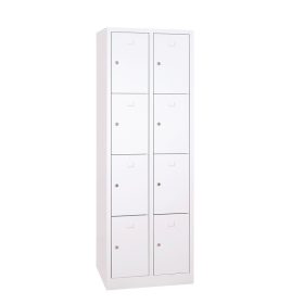 Értékmegőrző fém szekrény, 8 rekeszes (2×4) , zárt aljjal, hengerzárral vagy lakatpánttal, 1800mmx6