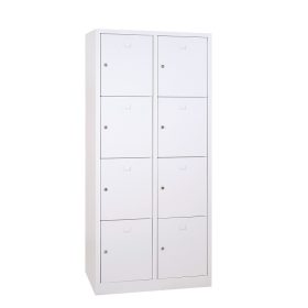 Értékmegőrző fém szekrény, 8 rekeszes (2×4) , zárt aljjal, hengerzárral vagy lakatpánttal, 1800mmx8