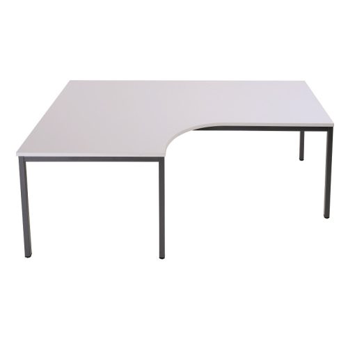 L-alakú íróasztal fémvázas, balos, négyzet keresztmetszetű lábbal, 750mmx1800mmx1200mm, Szürke szín