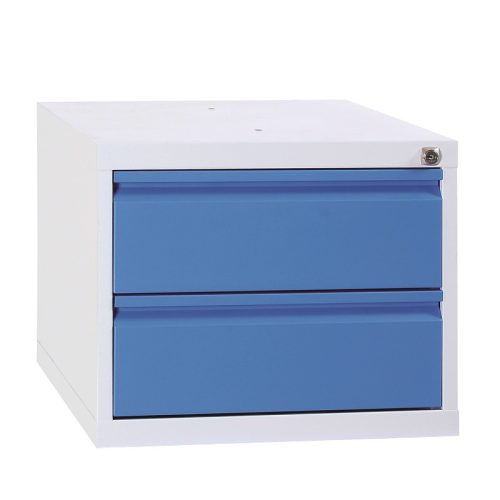 Alsó szekrény munkaasztalhoz, 2 fiókkal, 380mmx460mmx550mm, Szürke/kék színben