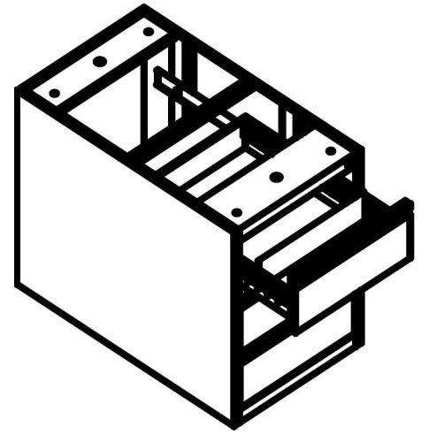 Íróasztal alá helyezhető fiókos konténer 3 fiókkal, görgők és fedlap nélkül, 535mmx460mmx790mm, Szürke