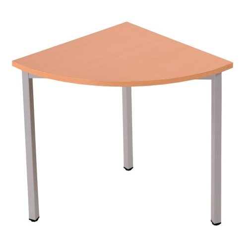Negyedkör alakú asztal, kör keresztmetszetű fém lábakkal, 750mmx600mmx600mm, Szürke/szürke színben