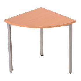 Negyedkör alakú asztal, négyzet keresztmetszetű fém lábakkal, 750mmx600mmx600mm, Szürke/bükk színbe