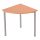 Negyedkör alakú asztal, négyzet keresztmetszetű fém lábakkal, 750mmx600mmx600mm, Szürke/bükk színbe