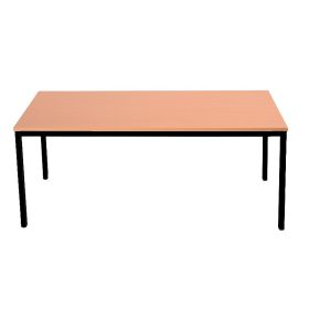 Téglalap alakú asztal négyzet keresztmetszetű lábakkal, 750mmx1800mmx600mm, Fekete/bükk színben