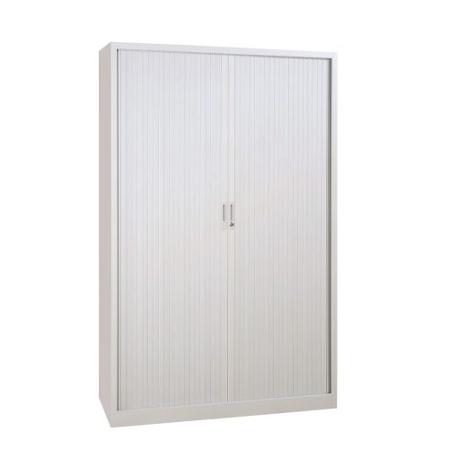 Redőnyös fém irattároló szekrény, 4 polccal, 1950mmx1200mmx460mm, Szürke/szürke