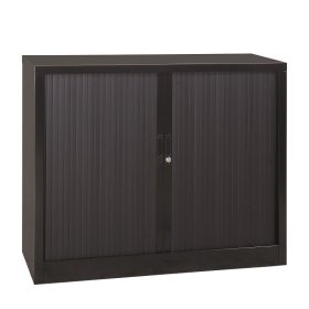   Redőnyös fém irattároló szekrény, 2 polccal, lapraszerelt, 1000mmx1200mmx450mm, Fekete/fekete