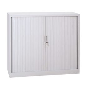   Redőnyös fém irattároló szekrény, 2 polccal, lapraszerelt, 1000mmx1200mmx450mm, Szürke/szürke