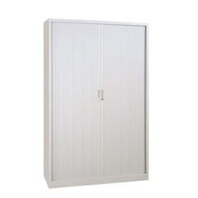   Redőnyös fém irattároló szekrény, 8 polccal, lapraszerelt, 1980mmx1800mmx450mm, Szürke/szürke