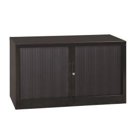   Redőnyös fém irattároló szekrény, 1 polccal, lapraszerelt, 700mmx1200mmx450mm, Fekete/fekete