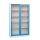 Tolóajtós fém irattároló szekrény, 4 mm-es edzett üveg ajtóval, 1 polccal, 750mmx800mmx450mm, Szürke/kék