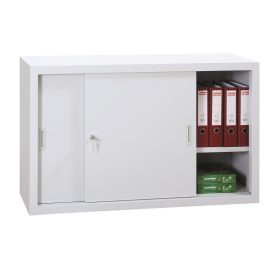   Tolóajtós fém irattároló szekrény 2 polccal, 1090mmx1600mmx450mm, Szürke/szürke