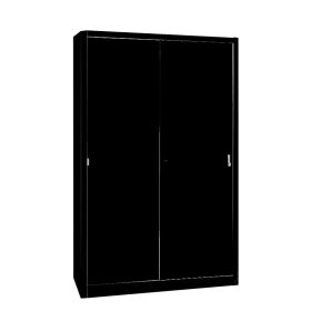   Tolóajtós fém irattároló szekrény 4 polccal, 1950mmx1200mmx450mm, Fekete/fekete