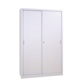   Tolóajtós fém irattároló szekrény 4 polccal, 1950mmx1200mmx450mm, Szürke/szürke