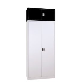   Felső szekrény szárnyasajtós fém irattároló szekrényhez, 400mmx1200mmx420mm, Fekete/fekete