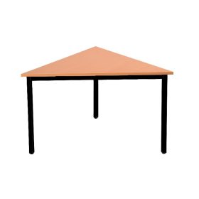 Háromszög alakú fémvázas asztal, kör keresztmetszetű fém lábakkal, 750mmx800mmx800mm, Fekete/bükk s