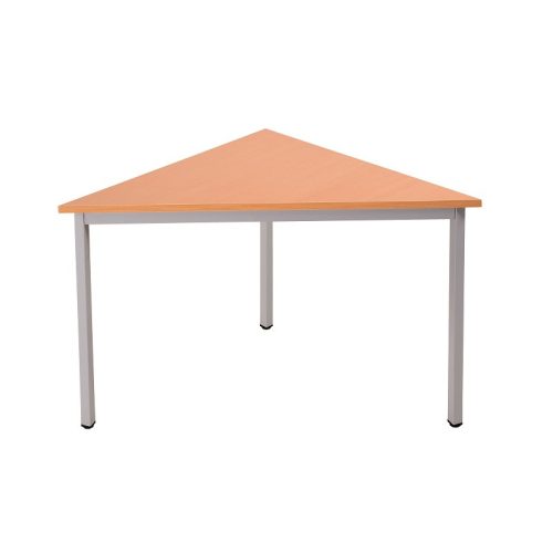 Háromszög alakú fémvázas asztal, négyzet keresztmetszetű fém lábakkal, 750mmx800mmx800mm, Szürke/bü